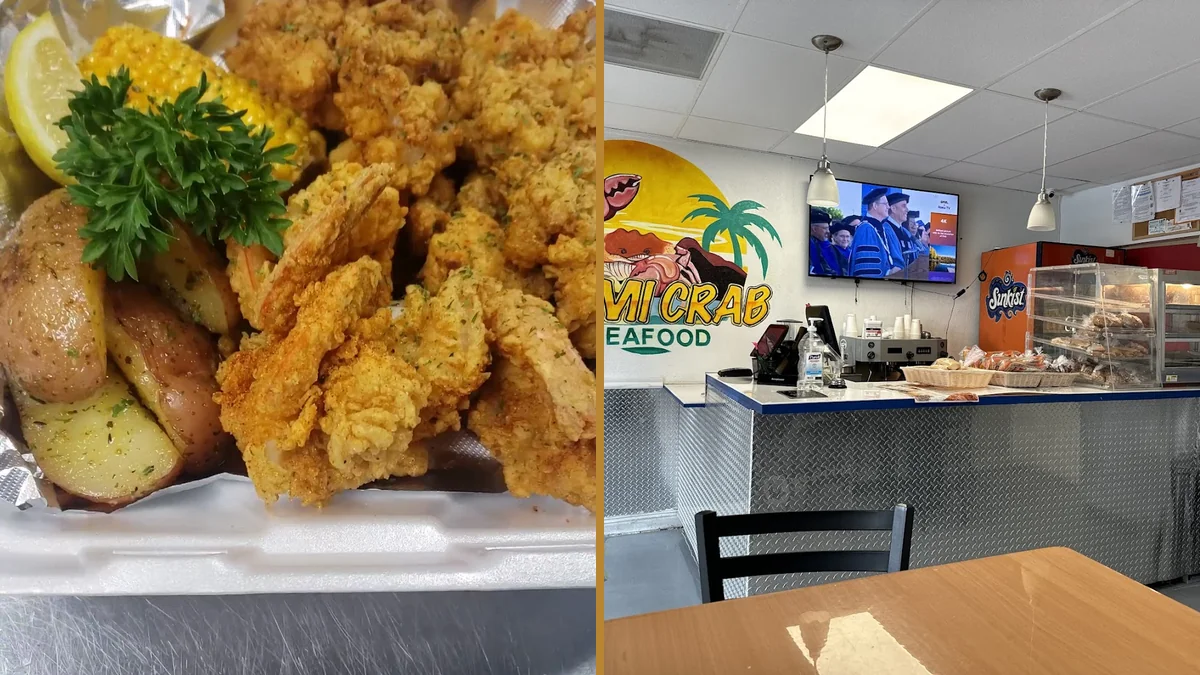 Seafood restaurant with bakery counter nearby